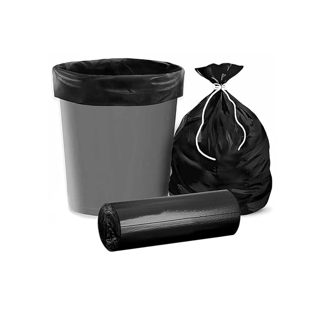 HMYZ (Pack Of 3) Premium Garbage Trash Bag For Dustbin | 90 Pcs | Medium 19 X 21 Inch | 30 Pcs X Pack Of 3 - Compostable, 90 Count