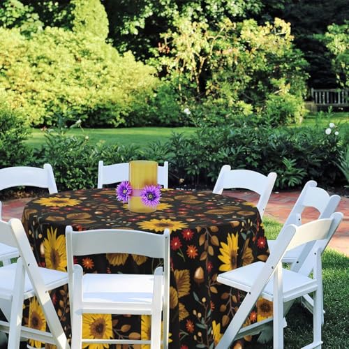 Round Tablecloth 70 inch, Floral Round Table Cloth, Stain Resistance, Water Repellent and Wrinkle-Free, Sunflower Circle Tablecloth for Home Kitchen Dining Party Patio Indoor and Outdoor Use by Arroganttiom - Image 7