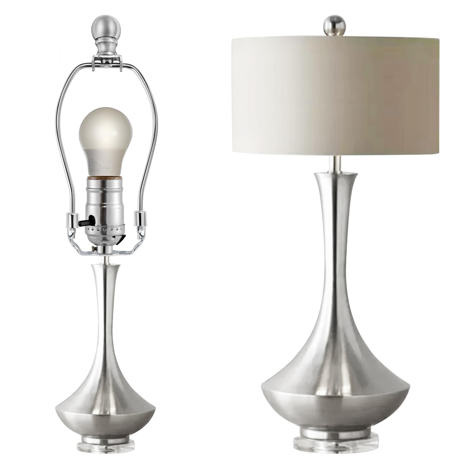 Lamp Finial, Clear Sea Glass Rock