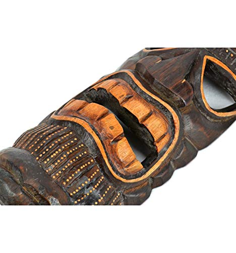 Masque Tiki Polynésien En Bois 30 Cm - Sculpture Artisanale, Décoration Murale Ethnique - 2