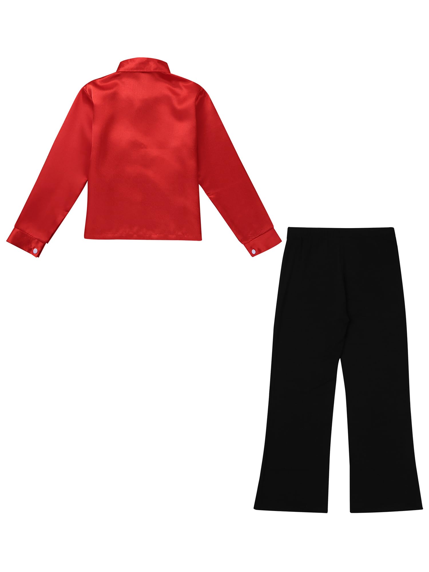 Aislor Traje De Danza Jazz Hip Hop para Niños Camisa De Lentejuelas Brillantes De Manga Larga con Pantalones Ropa para La Actuación
