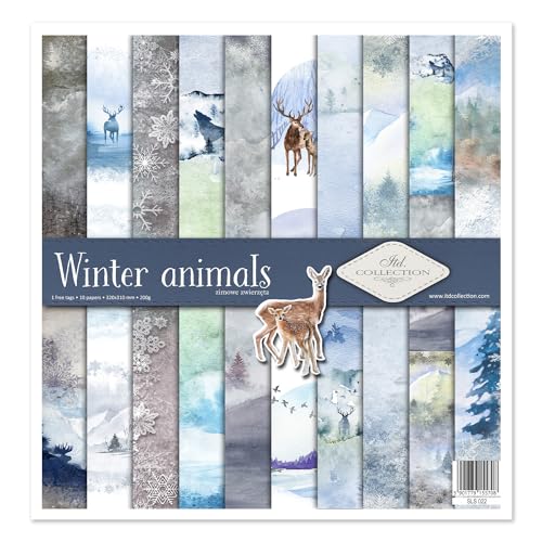 ITD Collection - Decoupage Papier - Decopatch Papier 310 x 320 mm - Scrapbooking - Dekorpapier für DIY Alben Bullet Journals (SLS-022 Wintertiere, Mittel)
