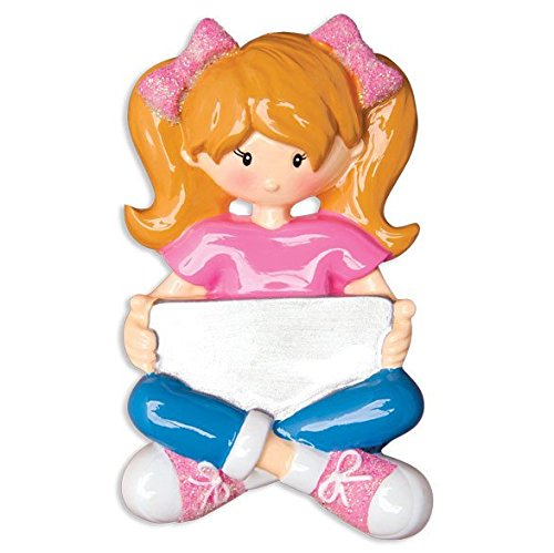 Personalized Christmas Ornaments Child- /Girl with Computer/Personalized by Santa/Ornament/Girl Christmas Ornament