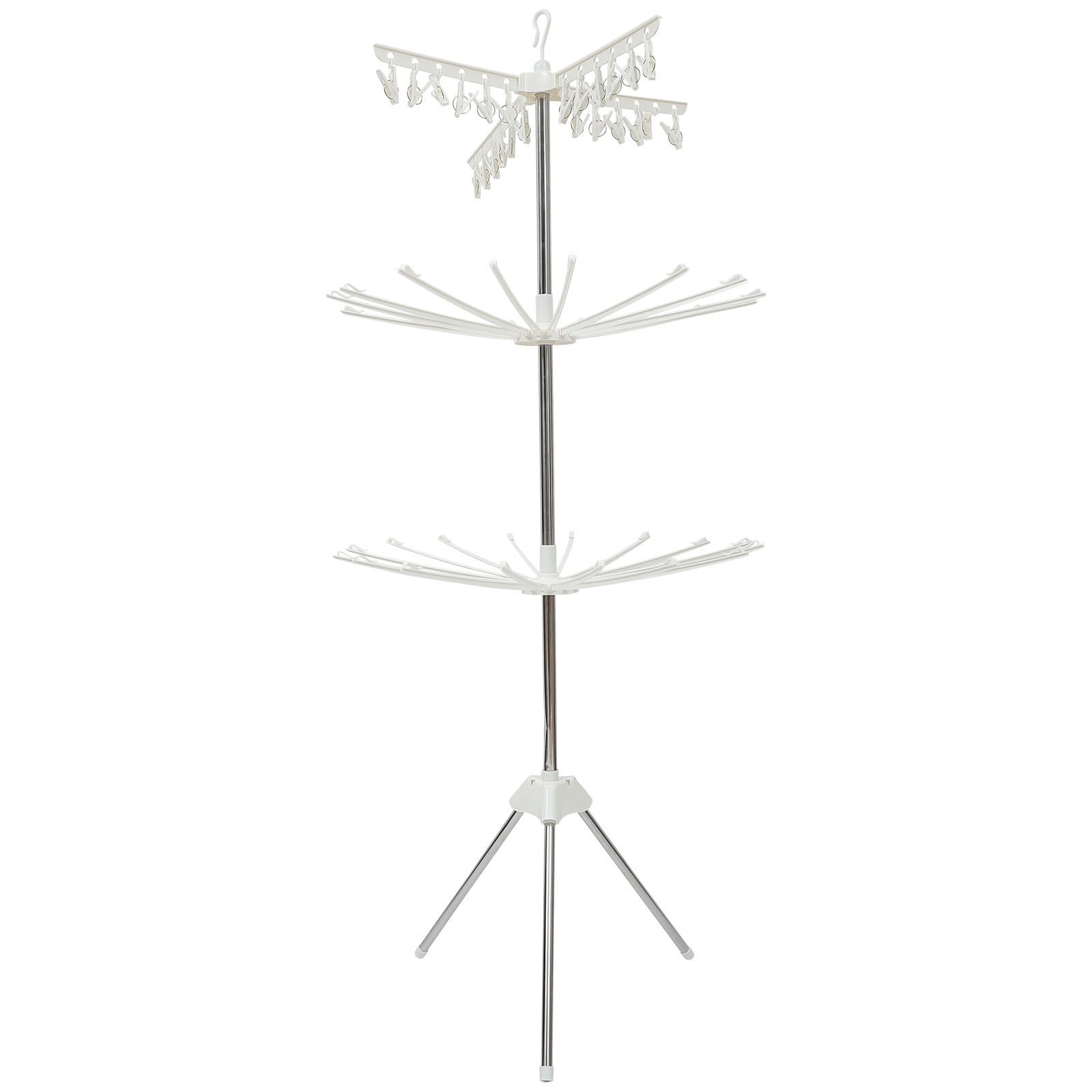 Housoutil Tendedero de Ropa Giratorio Plegable para Ropa al Aire 32 Varillas Aleación y Abs Blanco Diseño 360° Antideslizante y Antiviento para Pañales y Toallas Secado Natural al Aire