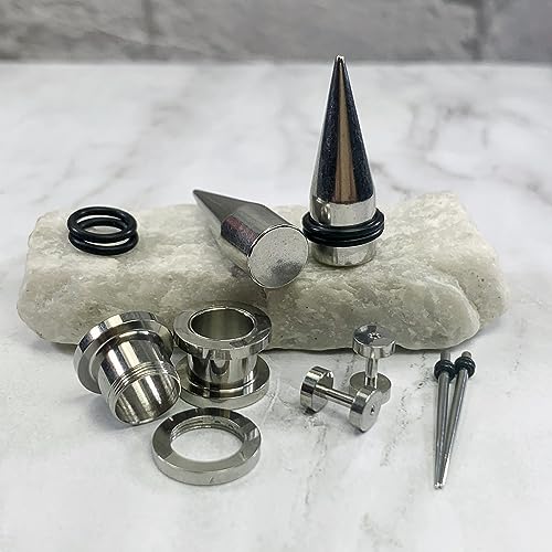 BodyJ4You 37PC Ear Stretching Kit - Beginner Gauges 14G-00G Starter Set - Aftercare Balm Wax - Steel Tapers Screw Fit Tunnels Plugs - Women Eyelet Mens Earrings Expander Piercing Jewelry