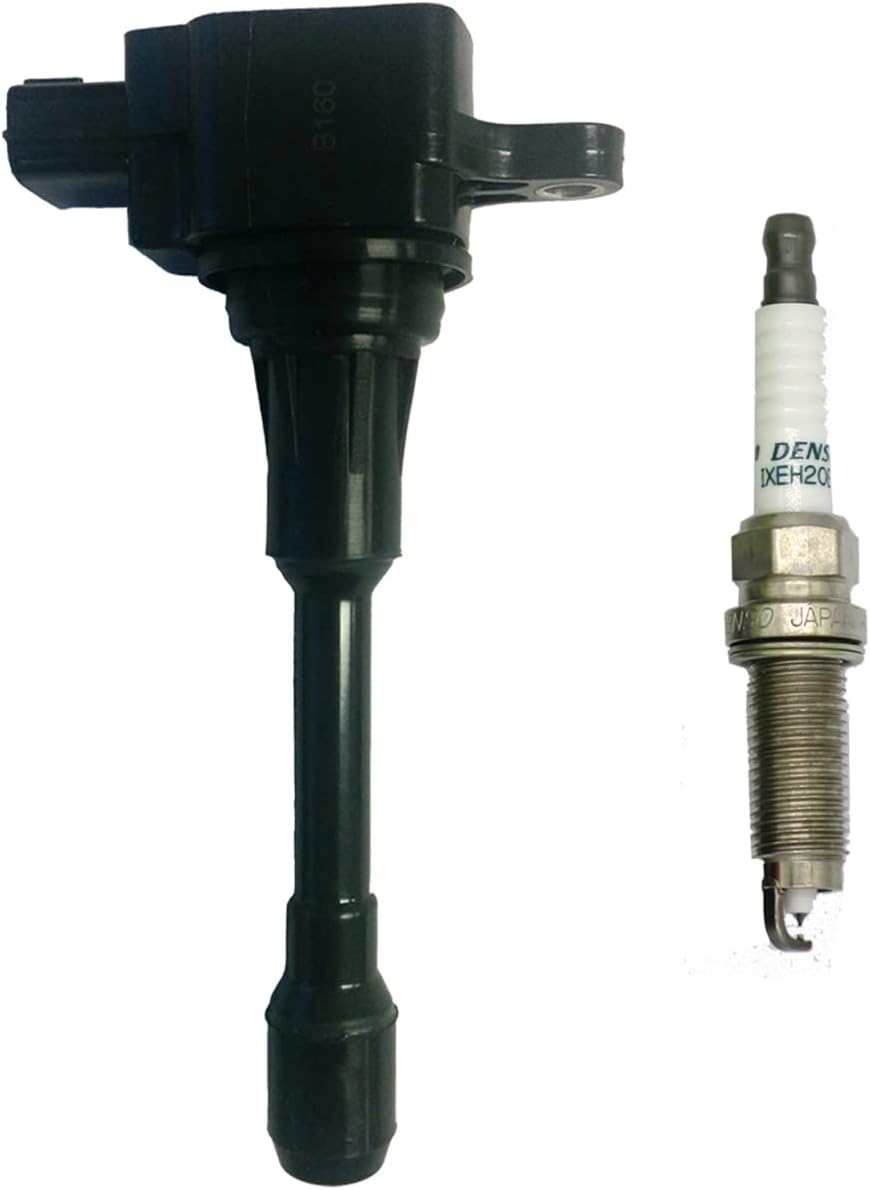 Set of 1 AD Auto Parts Ignition Coil + 1 Iridium Spark Plug IXEH20ETT 4710 For Nissan Altima, Rogue Versa Compatible with Nissan 22401-ED71B 224013TA1B 224481KT1A