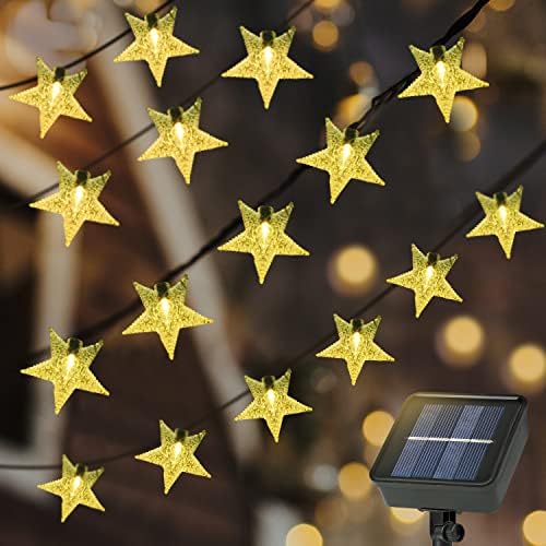 TRENZADO Star Solar String Lights Outdoor, Solar-Powered Christmas Lights, 16 Ft 50 LED Christmas Tree Lights, Solar Christmas Lights Outdoor with Battery Case 8 Modes Warm White LED Christmas Lights