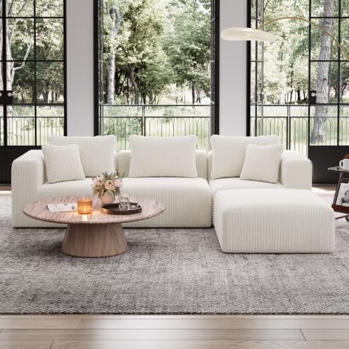 Image of Avenco 106-inch L-Shaped Modular Sectional Sofa Couch with Ottoman