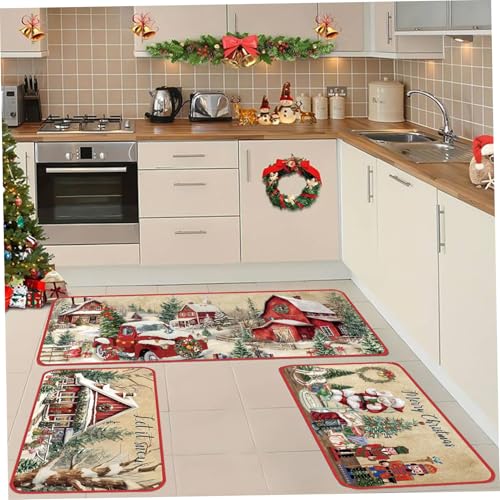 Tapis de cuisine de Noël Père Noël lavable et antidérapant - 6