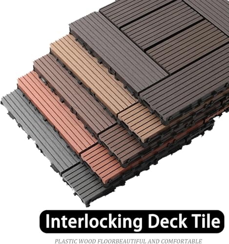 Carrelage de sol extérieur clipsable en acajou aspect gaufré