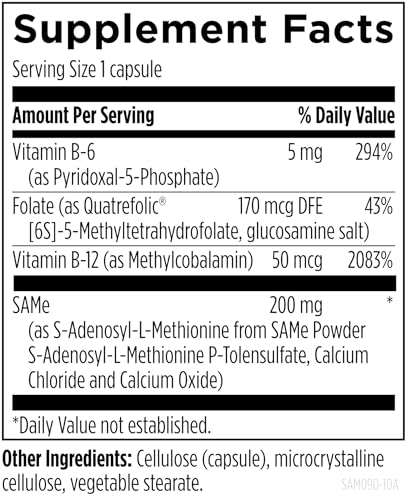 Designs for Health SAMe Capsules with B6, B12 + 5-MTHF