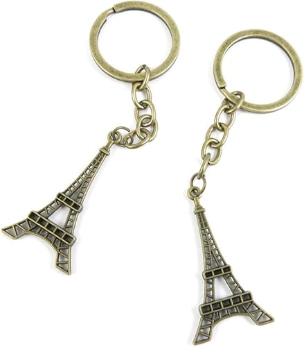 Llavero de bronce antiguo Llavero Etiquetas Llavero Anillo Joyería Fabricación Encantos Suministros KC0615 Torre Eiffel París