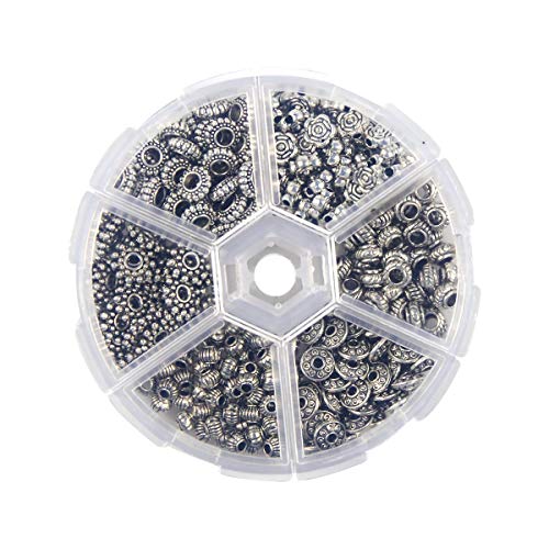 Meowoo 300pcs Perles Intercalaire Argent Accessoires de Bijoux DIY Kit Fabrication de Bijoux avec Une boîte Plastique, Collier Bracelet (300pcs)