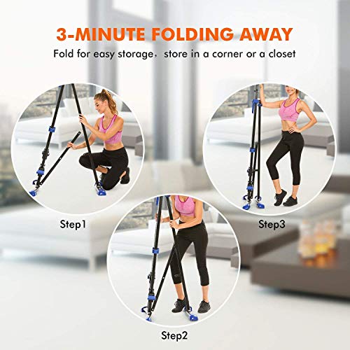Hurbo Vertical Climber Home Gym Exercise Folding Climbing Machine Exercise Bike for Home Body Trainer Stepper Cardio Workout Training Non-Stick Grips Legs Arms Abs Calf (Blue Black)