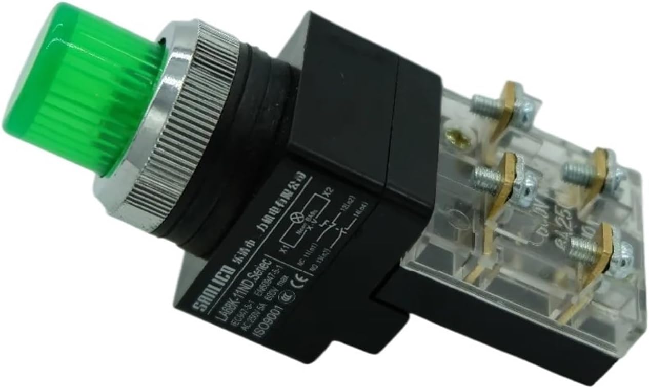 Illuminated Push Button Switch with Integral LED SB3 LA68K KS PB25PD411 Momentary Spring Ø25mm(WHITE,110V)