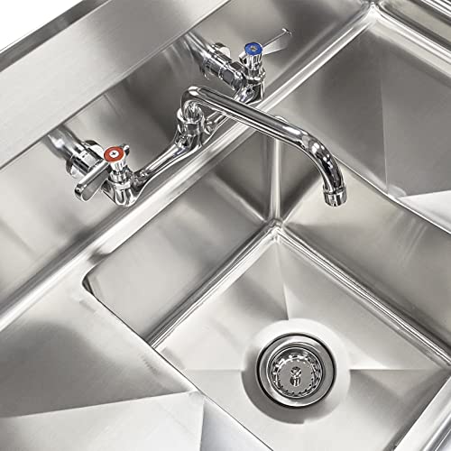 Image of AmGood Stainless Steel Prep & Utility Sink | 304 Stainless Steel | Restaurant, Kitchen, Laundry, Garage | NSF (Bowl Size: 14 inchx16 inchx11 inch + Faucet + 2 Drainboards)