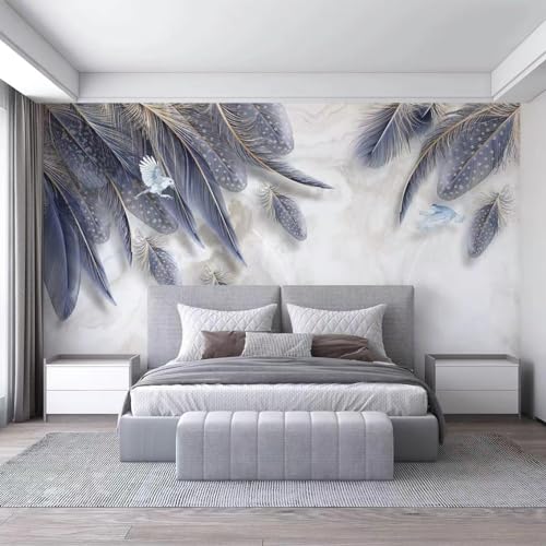 Mural panorámico 3D de plumas moradas para tapar imperfecciones de pared 2