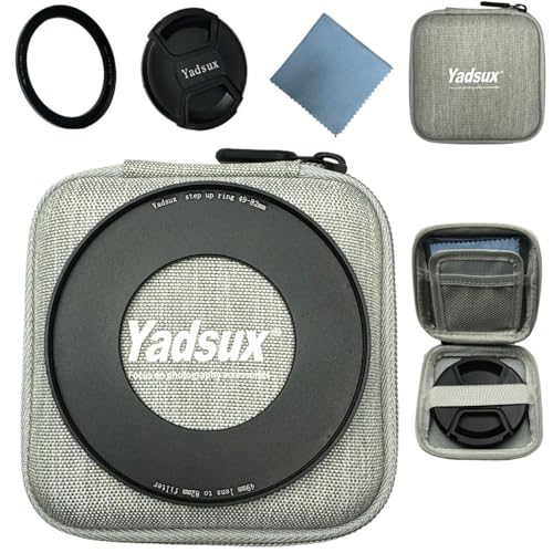 49mm to 82mm Step Up Ring Filter Adapter and Lens Cap and Multifunctional Photography Accessory Bag for Camera Lens