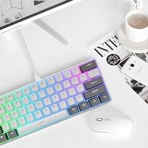 Ilovbee I61 Mechanical Keyboard 60 Percent, Wired Hot Swappable Compact Rgb Gaming Keyboard, 61 Keys Mini Keyboard With Red Switch For Pc/Mac Gamer, Software Supported, Grey-White #TOP5
