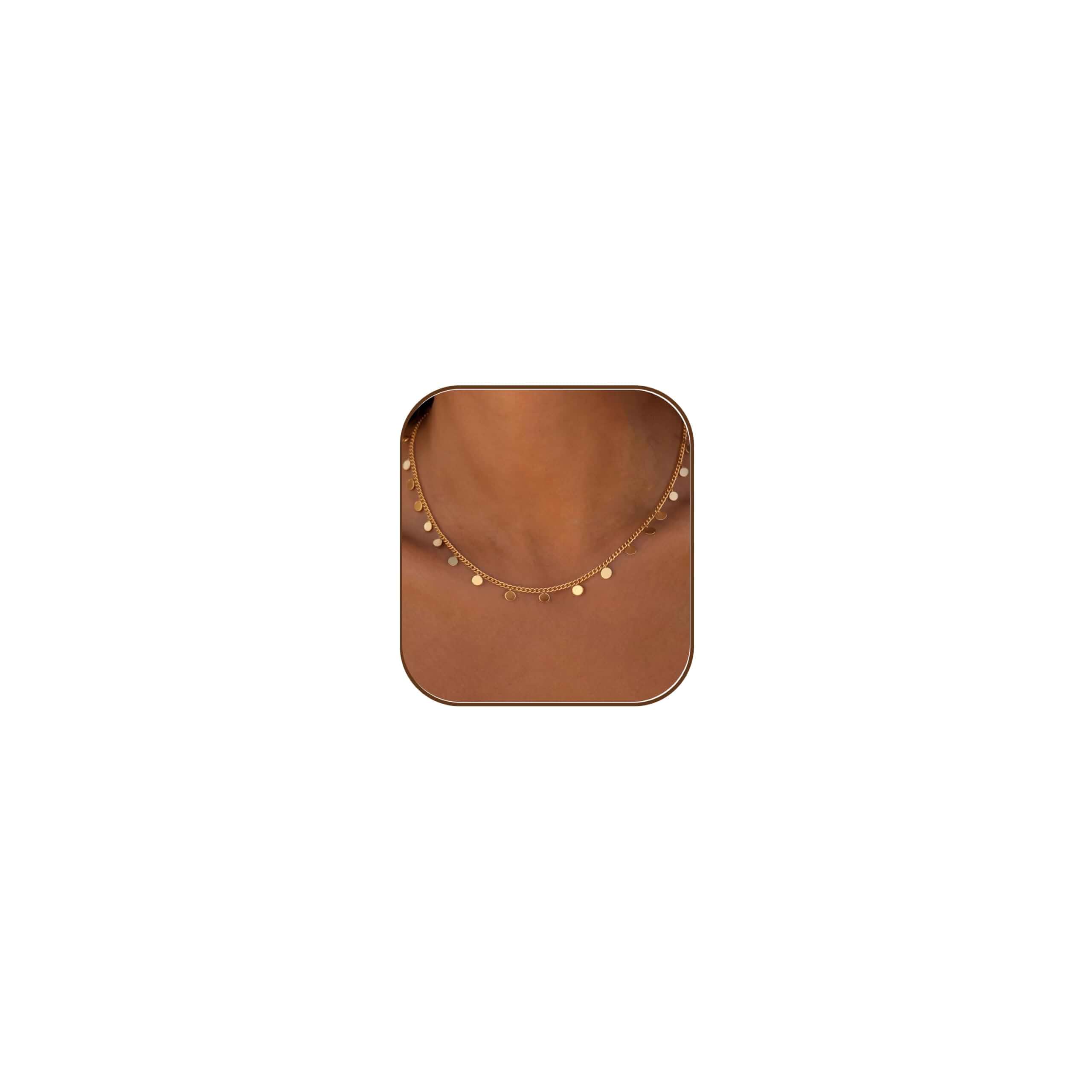 Gold Necklace for Women, Dainty Gold Necklace 14k Gold Plated Simple Coin Clover Butterfly Clover Necklaces for Women Trendy Cute Non Tarnish Statement Gold Choker Waterproof Jewelry