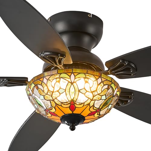 Yanokooe Tiffany Ceiling Fans with Lights - 48