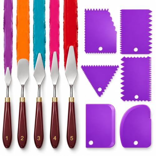 Kit Espatulas Pintura Acrilica, Herramientas pintura al óleo, 11 Piezas