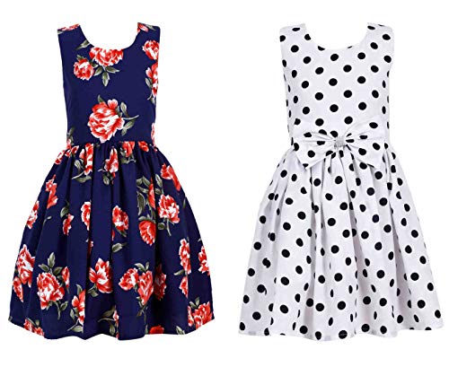 Image of Casual Frock for Baby Girls,Blue Printed and Olive Printed,Pack of 2