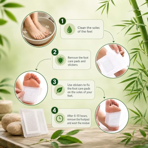 Image of Herbal Foot Detox Patches for Men & Women, Overnight Foot Pads with Ginger & Bamboo Vinegar, Natural Foot Care Patche for Nighttime Relaxation (Pack of 10)