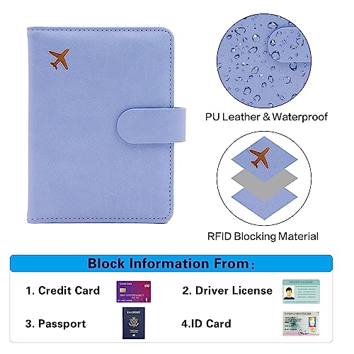 Image of Melsbrinna Premium Leather Passport Holder Covers Case, Waterproof Rfid Blocking Travel Wallet Passport Holder with Pen Holder, Cute Passport Book for Women /Men