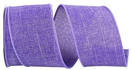 Reliant Ribbon 92573W-064-40F Everyday Linen Value Wired Edge Ribbon, 2-1/2 Inch X 10 Yards, Purple