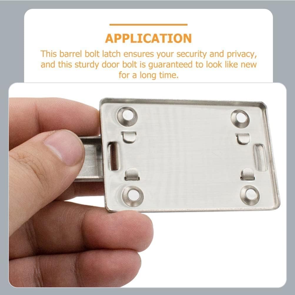 Sliding Door Lock, Security Slide Latch Lock: 2pcs Stainless Steel Bolt Heavy Duty for Office Home Living Room Bedroom(6.9X4.6X0.5CM)