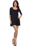 Fashion Stream Women's Plus & Regular Size Solid 3/4 Sleeve Tunic Mini T-Shirt Dress Made in USA