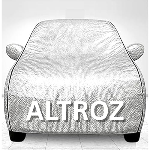 Image of 100% Waterproof Car Cover for Altroz UV Protection, Dustproof, Windproof | Custom Fit with Mirror Pockets, Belt & Buckle | All Weather Outdoor Body Cover(Silver)