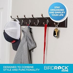 BIRDROCK HOME Hook Coat and Hat Rack - 6 Dual Hanging Coat Hooks for Wall Mount - Decorative Storage for Entryway Foyer Hallway Bathroom & Bedroom - 27", Dark Brown w/Oil Rubbed Bronze Hooks - 2 Pack BIRDROCK HOME Hook Coat and Hat Rack 6 Dual Hanging Coat Hooks for Wall Mount Decorative Storage for Entryway Foyer Hallway Bathroom Bedroom 27 Dark Brown wOil Rubbed Bronze Hooks 2 Pack
