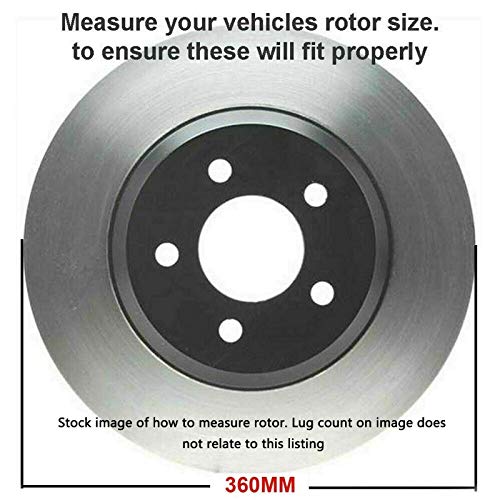 Image of Detroit Axle - Front Brake Kit for 06-23 Dodge Charger 08-23 Challenger | 06-08 Magnum 05-14 /23 Chrysler 300, Drilled Disc Brake Rotors Ceramic Brake Pads w /Hardware Replacement [14.17 inch inch Rotors]