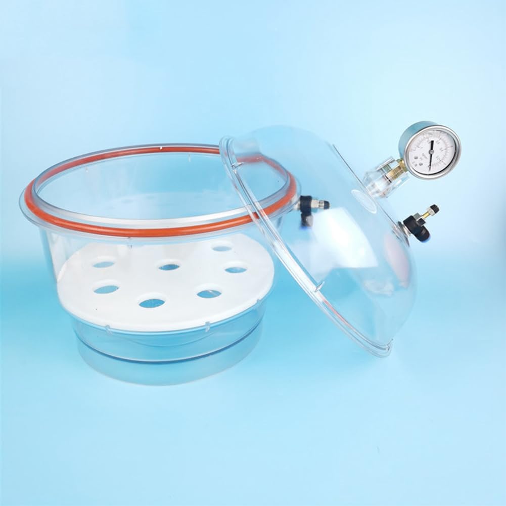 Secador de Vacío de Plástico de 150 Mm, Desecador de Laboratorio, Secado Al Vacío, Almacenamiento, Válvula Doble con Manómetro.