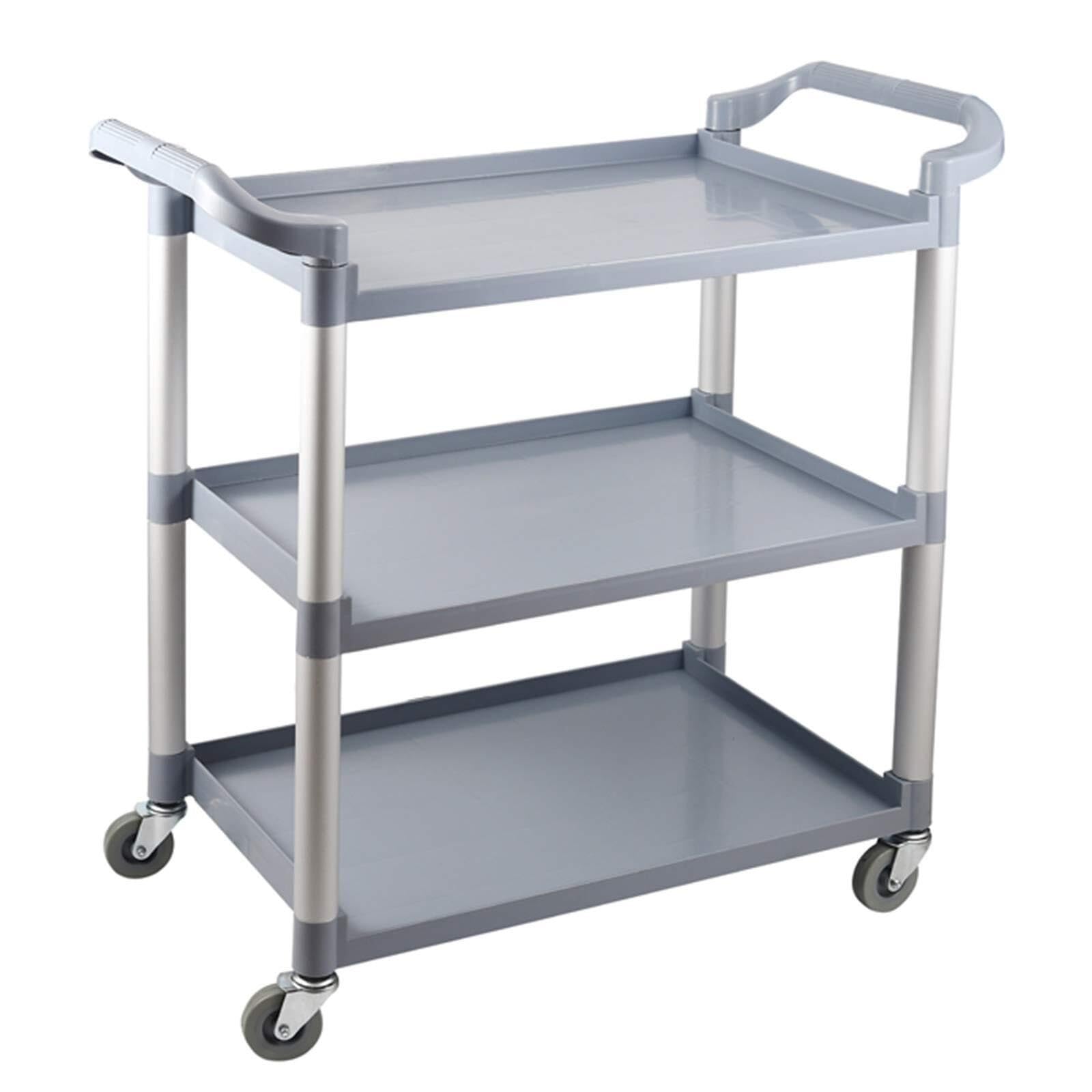 Carrello portautensili a 3 ripiani, in plastica, capacità 150 kg, con ruote in gomma e doppi manici modellati