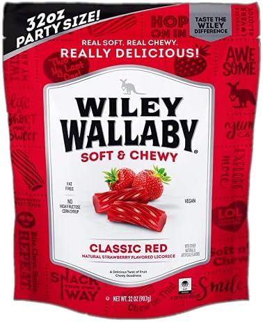 Wiley Wallaby Australian Gourmet Style Red Licorice Candy 32 Oz. 2 LB (Original Version)