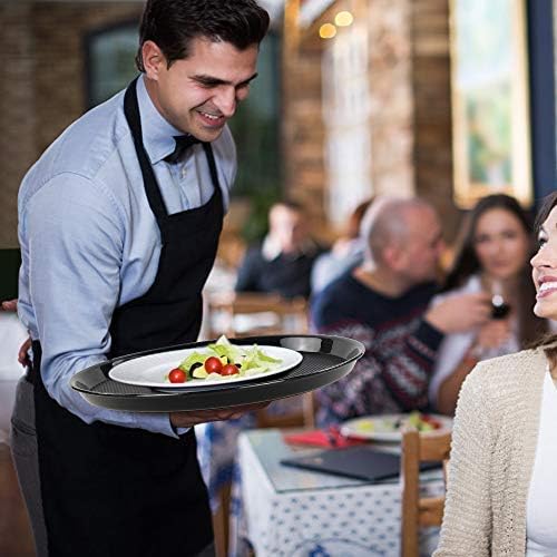 Round Plastic Fast Food Serving Trays, Cafeteria Tray Platters, Black, 6 Packs - Image 6