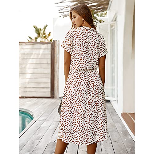 Brovave Women'S Summer Polka Dot Print Shirt Dress Vintage Short Sleeve Button Down Midi Dress thumb #2