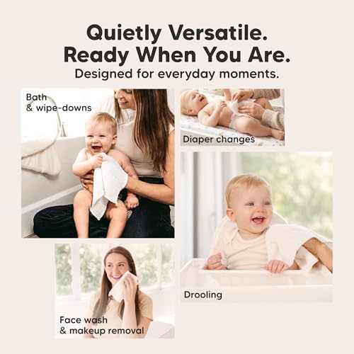 Image of 5-Pack Muslin Baby Washcloths for Newborn - 12x12 Soft Absorbent Organic Cotton Muslin Wash Cloths for Babies Girl, Boy, Infant, Toddlers, Kids Face Towel, Bath Essentials, Baby Burp Rags (Slate)