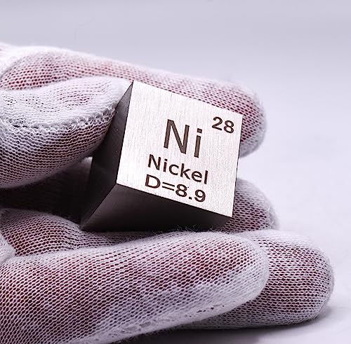 Image of 1 inch 25.4mm Nickel Metal Cube Ni up to 99.9% Pure Periodic Table Element Engraved Density Collection Science Education Display Block Cube + Acrylic Case Box - 1PC
