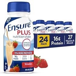 1 of Ensure Plus Strawberry Nutrition Shake | Meal Replacement Shake | Ready To Drink | 16g Protein and 27 Vitamins and Minerals | 8 fl oz - 24 Pack
