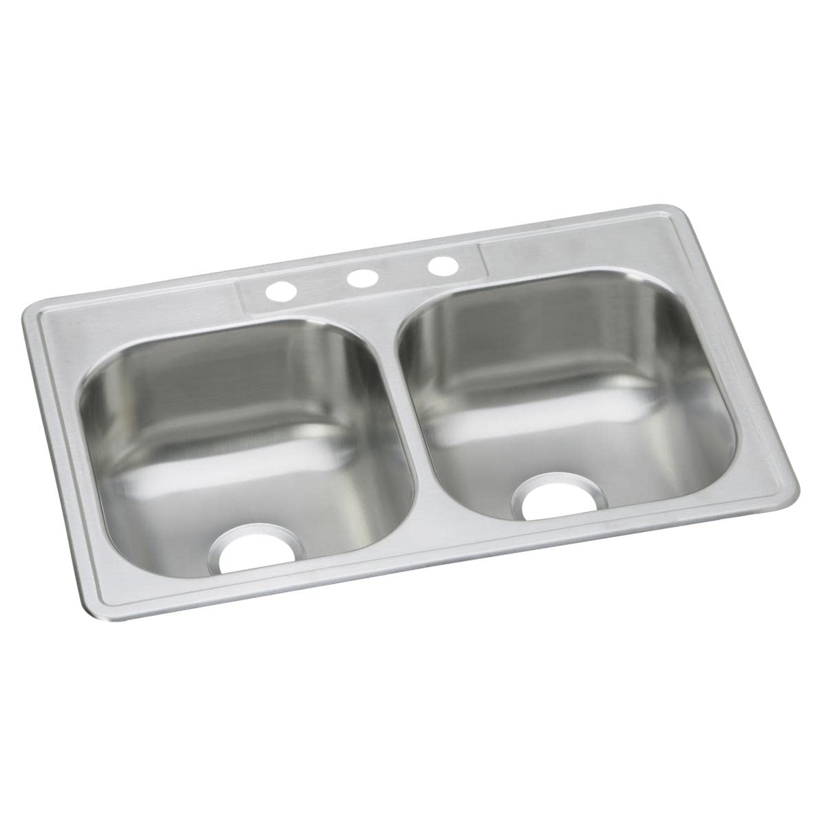 Elkay Dayton DSE233223 Equal Double Bowl Top Mount Stainless Steel Sink, 33 x 22