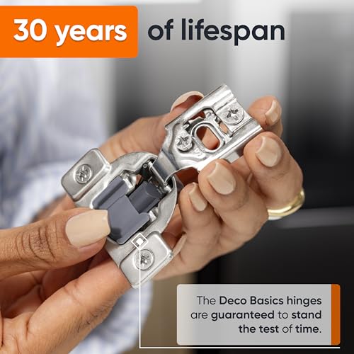 DecoBasics 50 Pack(25 Pair) 1/2" Overlay Soft Close Cabinet Hinges for Kitchen & Bath - Concealed Soft Close Hinge for cabinet Door w Self Closing Damper -Easy Upgrade -Stainless Steel Last a Lifetime by DecoBasics - Image 6
