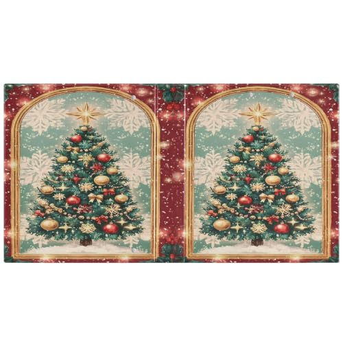 Image of 3 Ring Binder Festive Christmas Tree Snowflakes 1.5 inch Binders Three Ring Binders with Clipboard Fit 8.5'' x 11'' Paper 3 Interior PVC Clear Pockets for Office Supplies