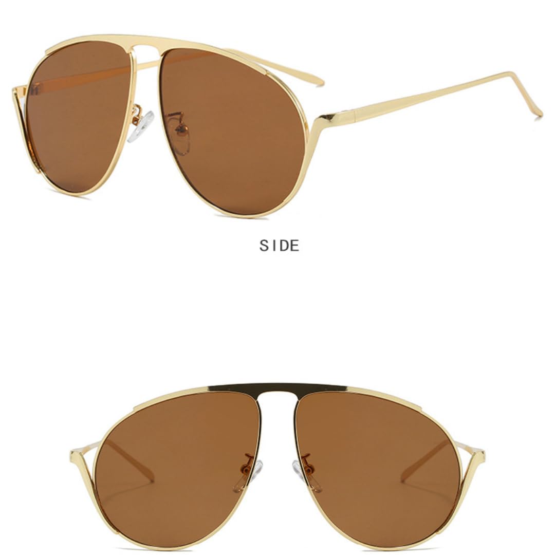 Occhiali da sole oversize popolari da donna con montatura in metallo, occhiali da sole da esterno, occhiali da sole UV400