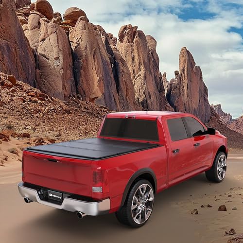 Image of MOSTPLUS Hard Tri-FOLD Truck Bed Tonneau Cover Compatible for 2002-2025 Dodge Ram 1500 Inclu. Classic & New Body /2003-2023 Ram 2500 3500 Fleetside (w /o Ram Box) (6.5 FT Bed) On Top-76.3 Inch