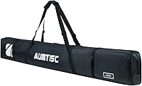 AUMTISC Fully Padded Waterproof Ski Bag for Air Travel - Single Ski Carrier 170-185cm Adjustable Handles