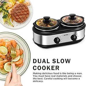 Sunvivi Dual Pot Slow Cooker, 2 Pot Small Mini Crock Buffet Server and Warmer, Upgraded Oval Ceramic Double Pot Buffet Food Warmer Adjustable Temp Glass Lid, Total 2.5 Quarts Sunvivi Dual Pot Slow Cooker 2 Pot Small Mini Crock Buffet Server and Warmer Upgraded Oval Ceramic Double Pot Buffet Food Warmer Adjustable Temp Glass Lid Total 25 Quarts
